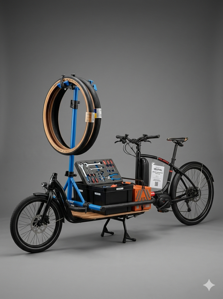 le velo de veloval chargé pour une nouvelle intervention