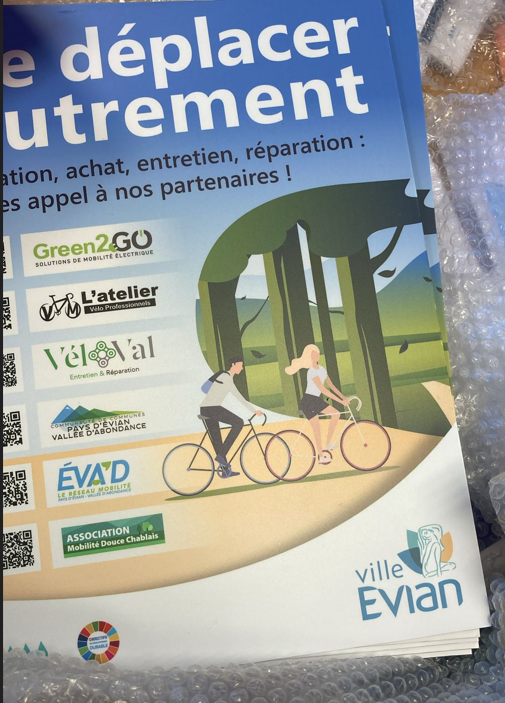 Le fliers que la mairie d'Evian a fait imprimé avec sur lequel veloval a été partenaire